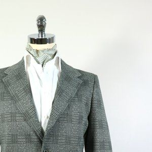 Vintage Unbranded Sport Jacket 42R Gray/Green Check Wool/Polyester Classic Fit